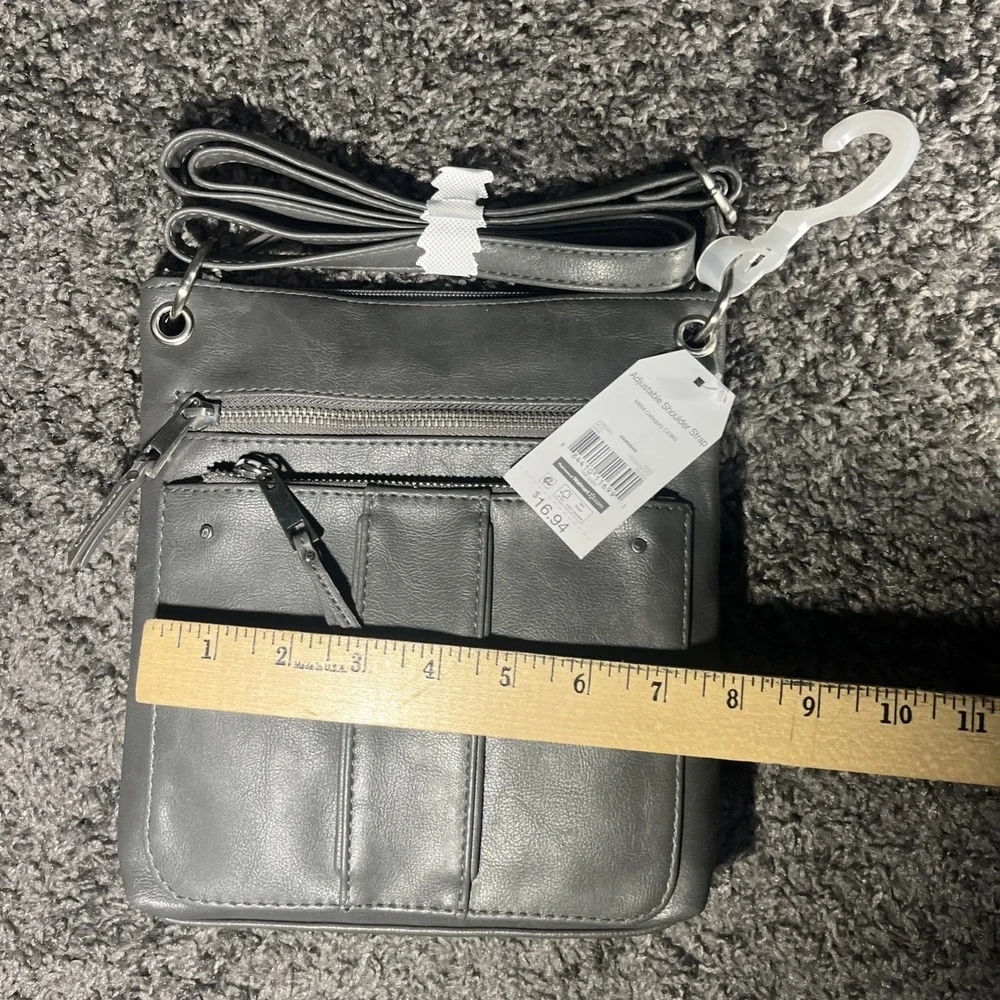 Time‎ and Tru Norah Gray Crossbody Handbag with Adjustable Strap